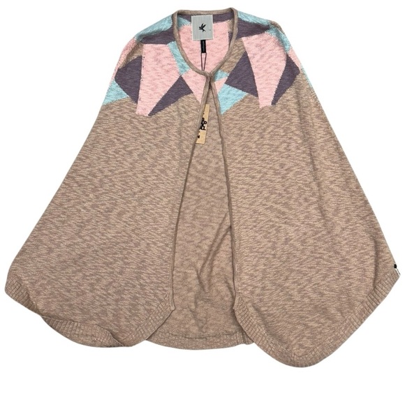 One Teaspoon Knit Cape Multicolor Trim – Size S/M, NWT, Soft Pastel Fall Layer - Picture 1 of 12